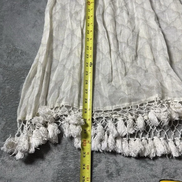 Roller Rabbit Lucknow Seraphina Beach Cover Up Small White Tassle Tunic - Picture 9 of 10